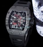 Swiss Replica Richard Mille RM010 Skeleton Dial Carbon Watch Rubber Strap